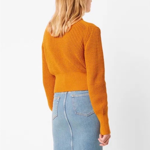 French Connection Luna Mozart Amber Waffle Knit 100% Cotton Sweater Sz M - Picture 12 of 16